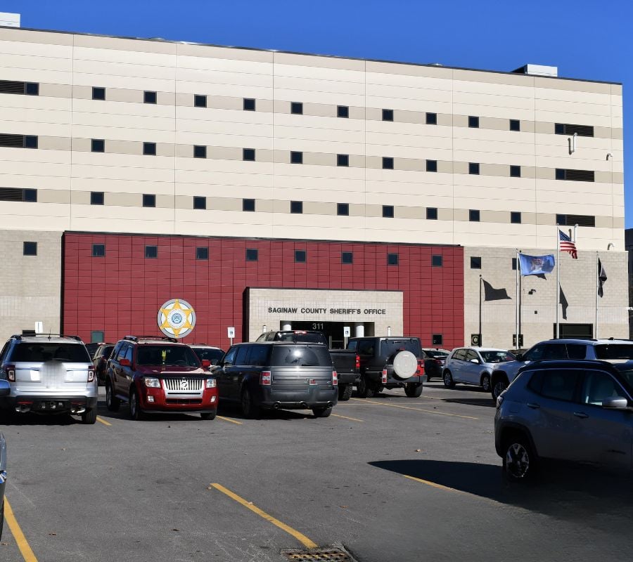 Exterior view of Saginaw County Jail showing brickwork completed by Boettcher Masonry.