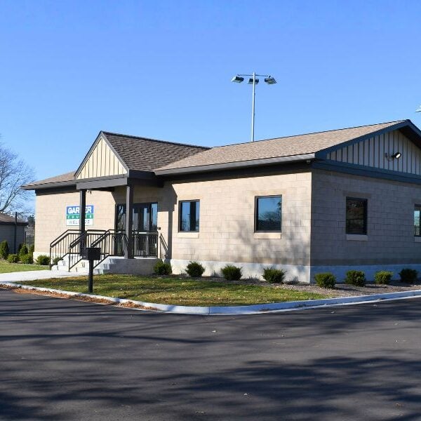 Garber Tennis Courts Main Exterior of Garber Tennis Courts building with courts in back.