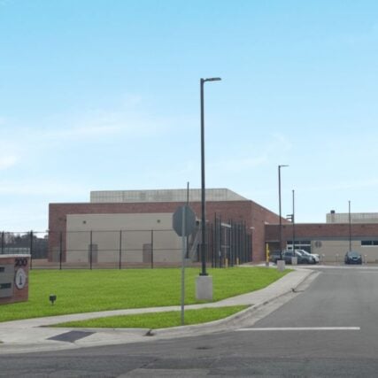 Wayne County Detention Center Colored split face CMU at Wayne County Detention Center