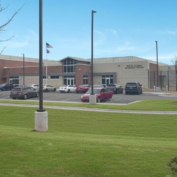 Wayne County Detention Center Goldsboro NC Masonry Main The Wayne County Detention Center in Goldsboro NC includes reinforced masonry, architectural precast, colored ground faced CMU, colored split face CMU, and brick.