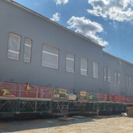 Boettcher Masonry brickwork in progress at Grace Christian Schools in Apex NC