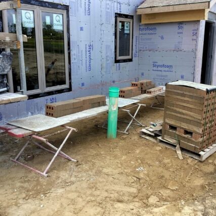 Brick masonry construction on SVSU Pine Grove West residential buildings