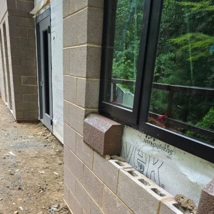 Exterior masonry work on Healing Transitions Women’s Campus in Raleigh
